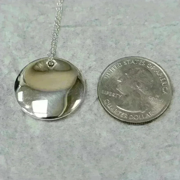 Tiffany & Co Sterling Silver Elsa Peretti Round Pendant Necklace 24mm - Picture 11 of 11